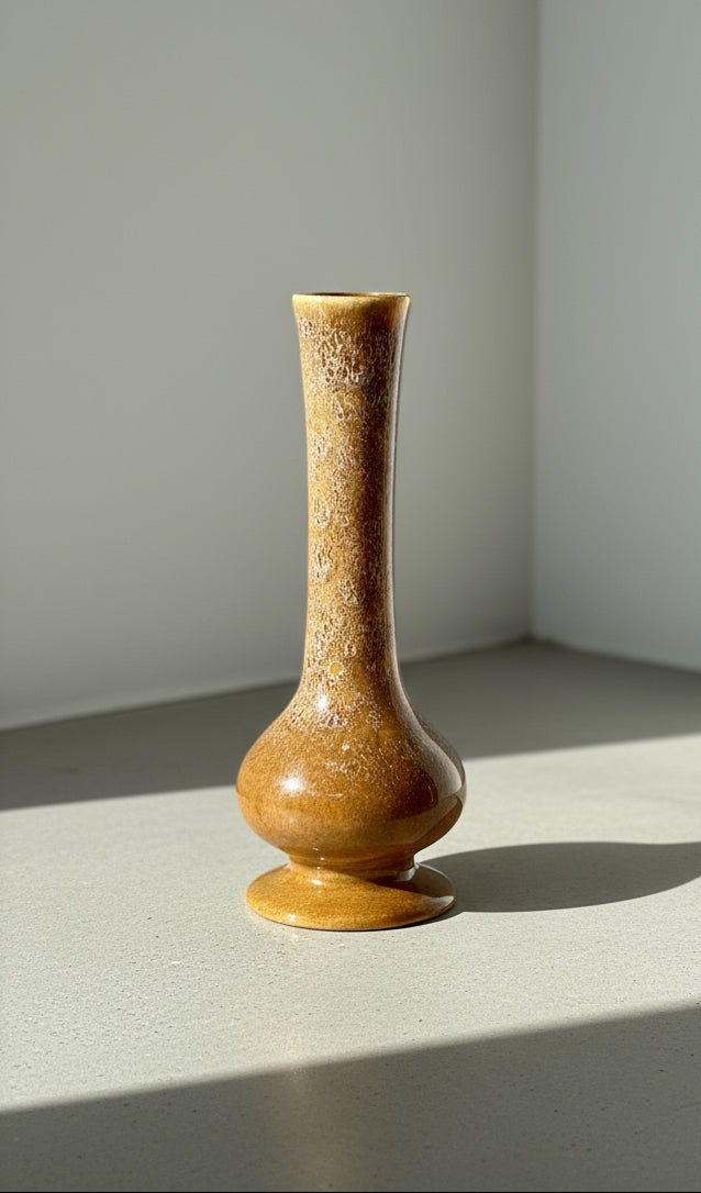 Elegant Mid-Century Haeger Pottery Honey-Brown Flared Bud Vase, USA