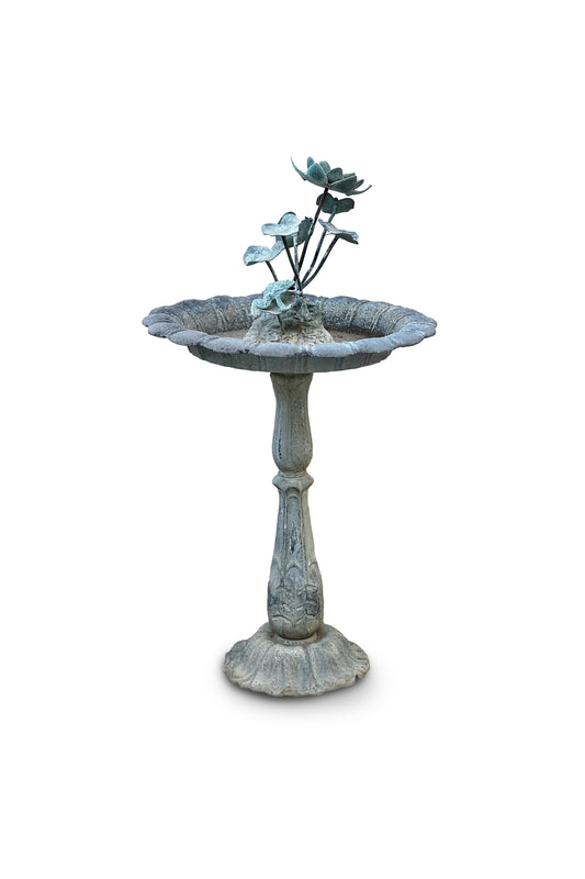 Vintage Verdigris Copper Lily Pad & Frog Fountain