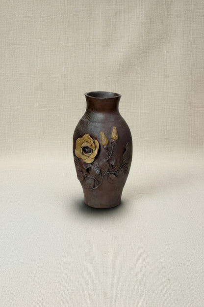 1944 Normandy France handmade pottery vase with rustic charm and artistic floral detailing, a timeless French antique collectible — Hommes and Gardens, Pots + Vessels Collection, Decorative Collection, Landscape Architect, Interior Designer, Outdoor Living, Outdoor Decorations, Home Design, Luxury Design, Art, Furniture, Objects, Best Gifts, Nature, Backyard, Yard.