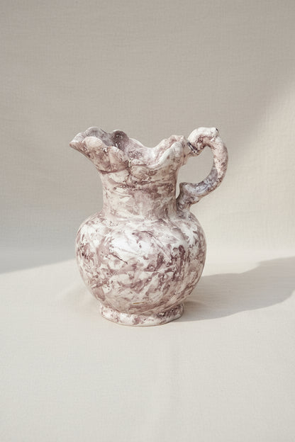 1980s vintage hand-painted ceramic flower vase in purple and white marble finish, timeless pottery decor for modern interiors — Hommes and Gardens, Home Decor Collection, Vases, Vintage Ceramic Art, Retro Pottery, Floral Decor, Handmade Vase, Artistic Home Accent.