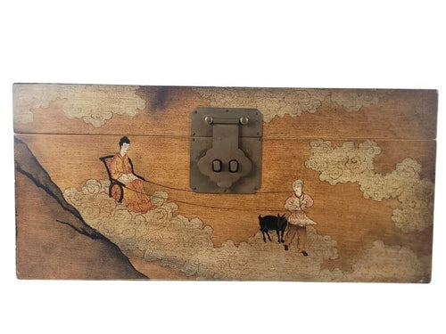 20th century Chinese wedding chest hand-painted with traditional figures, animals, and clouds, a symbolic wooden storage box celebrating Chinese culture — Hommes and Gardens, Objects Collection, Landscape Architect, Interior Designer, Outdoor Living, Art, Furniture, Objects, Best Gifts, Nature, Backyard, Yard, Outdoor Decorations, Home Decor, Home Design, Luxury Design.