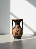 Ancient Greek Red-Figure Terracotta Pelike (Jar), 5th–4th Century BCE showcasing hand-painted motifs, hommes + gardens estudio.
