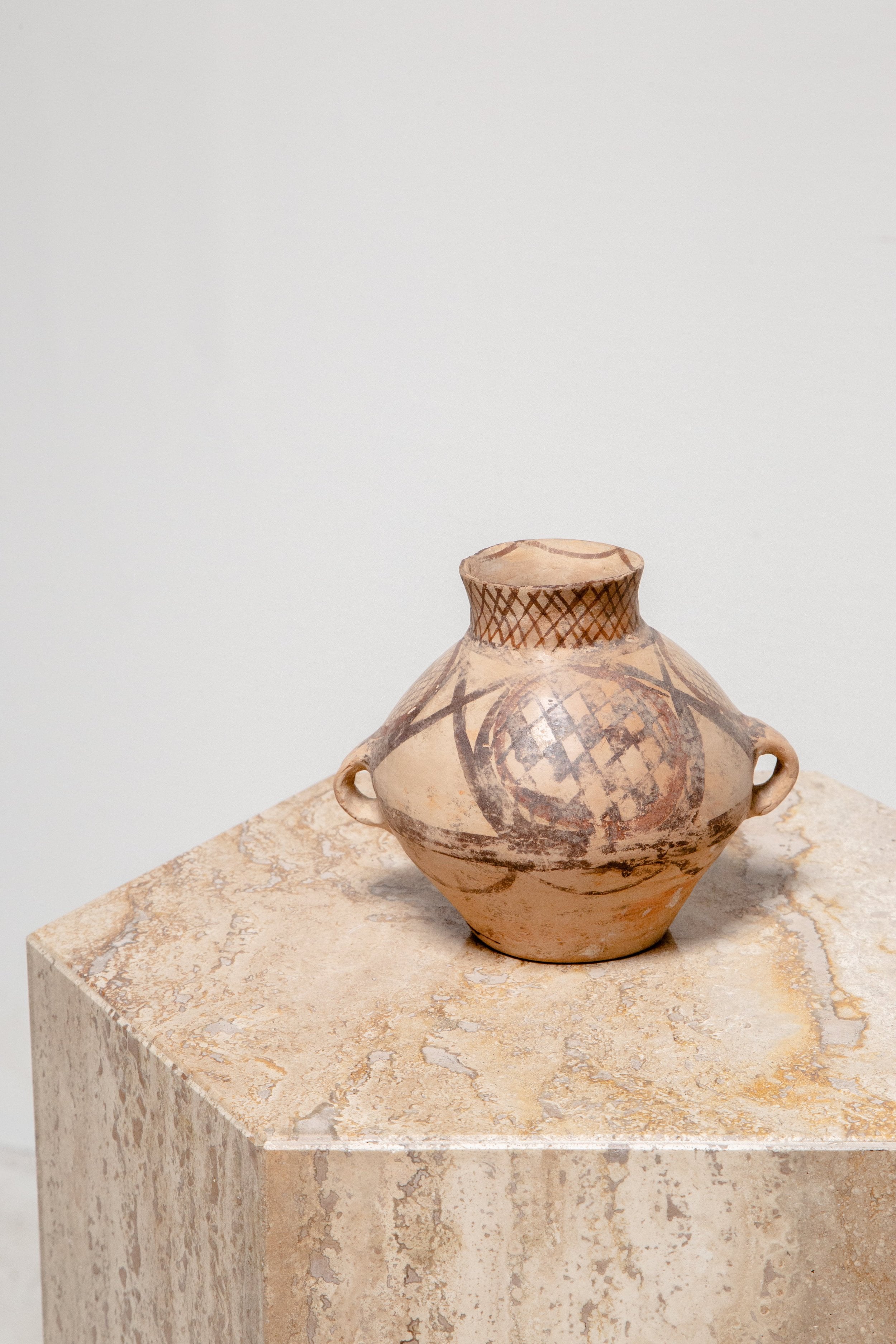 Ancient terracotta vessel from the Majiayao Culture, Banshan phase, featuring painted chequerboard and scalloped designs — Hommes and Gardens, Objects, Vases + Vessels Collection, home decor, outdoor decorations, home design, luxury design, Landscape Architect, Interior Designer, Outdoor Living, Art, Furniture, Objects, Best Gifts, Nature, Backyard, Yard.