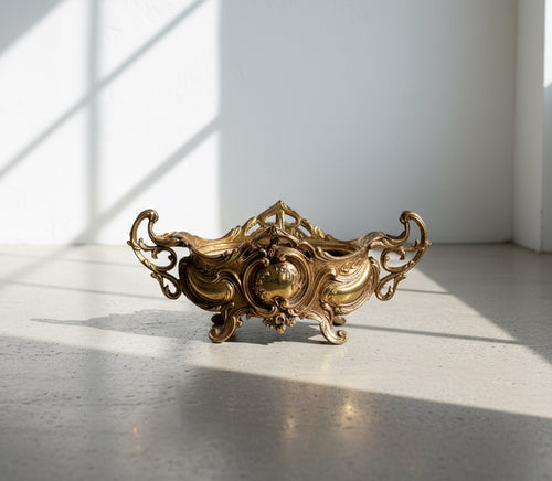 antique brass art nouveau jardiniere rococo footed bowl decor
