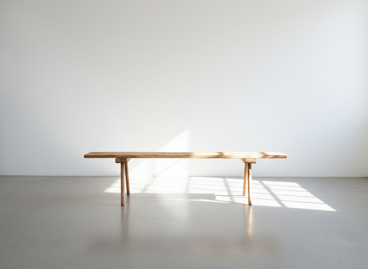 Antique European rustic butcher’s bench handcrafted from solid bleached wood with three splayed legs and aged patina, a primitive console or seating piece for farmhouse and wabi-sabi interiors — Hommes and Gardens, Furniture Collection, Home Decor, Landscape Architect, Interior Designer, Outdoor Living, Outdoor Decorations, Home Design, Luxury Design, Art, Furniture, Objects, Best Gifts, Nature, Backyard, Yard.