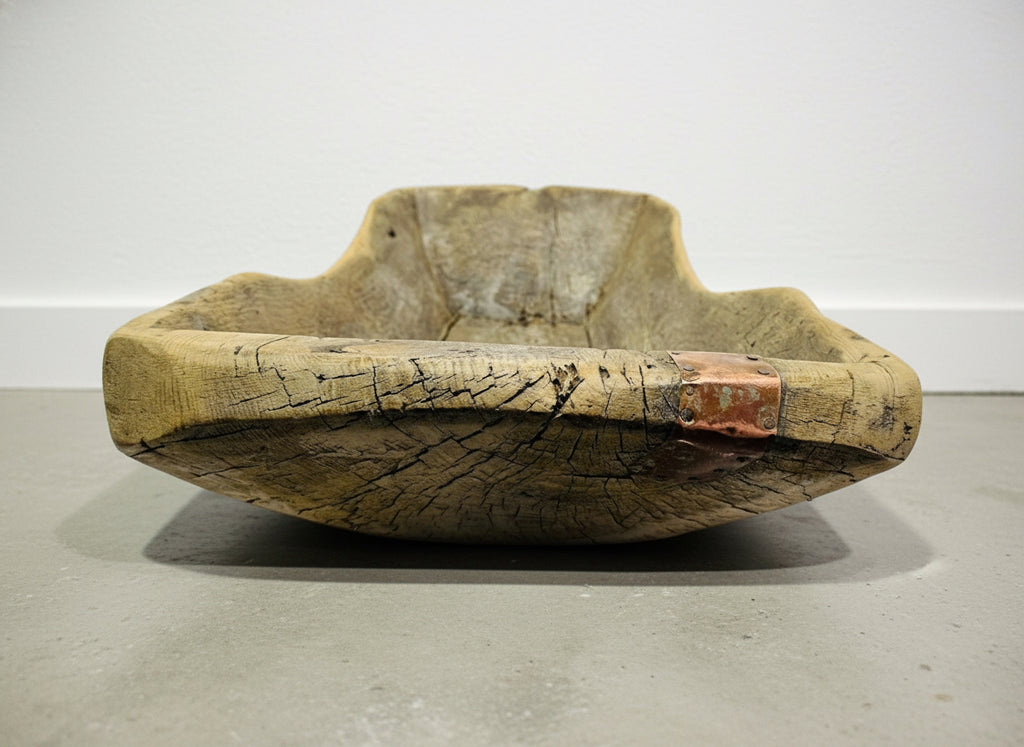 hand carved wood bowl natural grain texture close up
