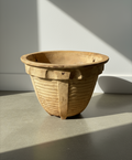 Antique handcrafted European terracotta planter with ribbed geometric pattern and aged patina, a rustic Mediterranean olive jar repurposed as a garden vessel — Hommes and Gardens, Pots + Vessels Collection, Home Decor, Landscape Architect, Interior Designer, Outdoor Living, Outdoor Decorations, Home Design, Luxury Design, Art, Furniture, Objects, Best Gifts, Nature, Backyard, Yard.