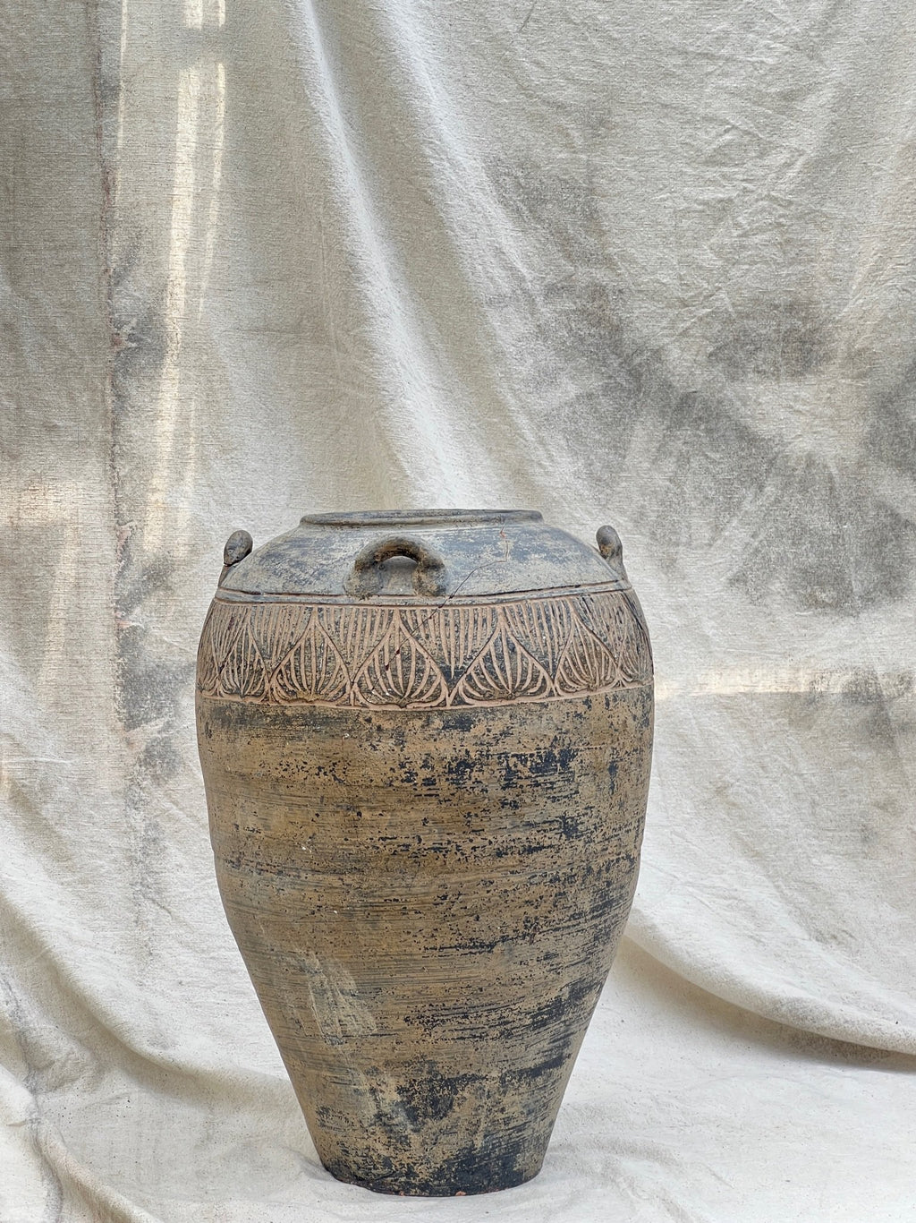 Antique terracotta olive jar with classic Mediterranean shape and rustic patina, perfect as a decorative accent or planter — Hommes and Gardens, Vases + Vessels Collection, home decor, outdoor decorations, home design, luxury design, Landscape Architect, Interior Designer, Outdoor Living, Art, Furniture, Objects, Best Gifts, Nature, Backyard, Yard.