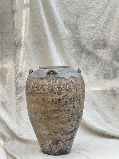 Antique terracotta olive jar with classic Mediterranean shape and rustic patina, perfect as a decorative accent or planter — Hommes and Gardens, Vases + Vessels Collection, home decor, outdoor decorations, home design, luxury design, Landscape Architect, Interior Designer, Outdoor Living, Art, Furniture, Objects, Best Gifts, Nature, Backyard, Yard.