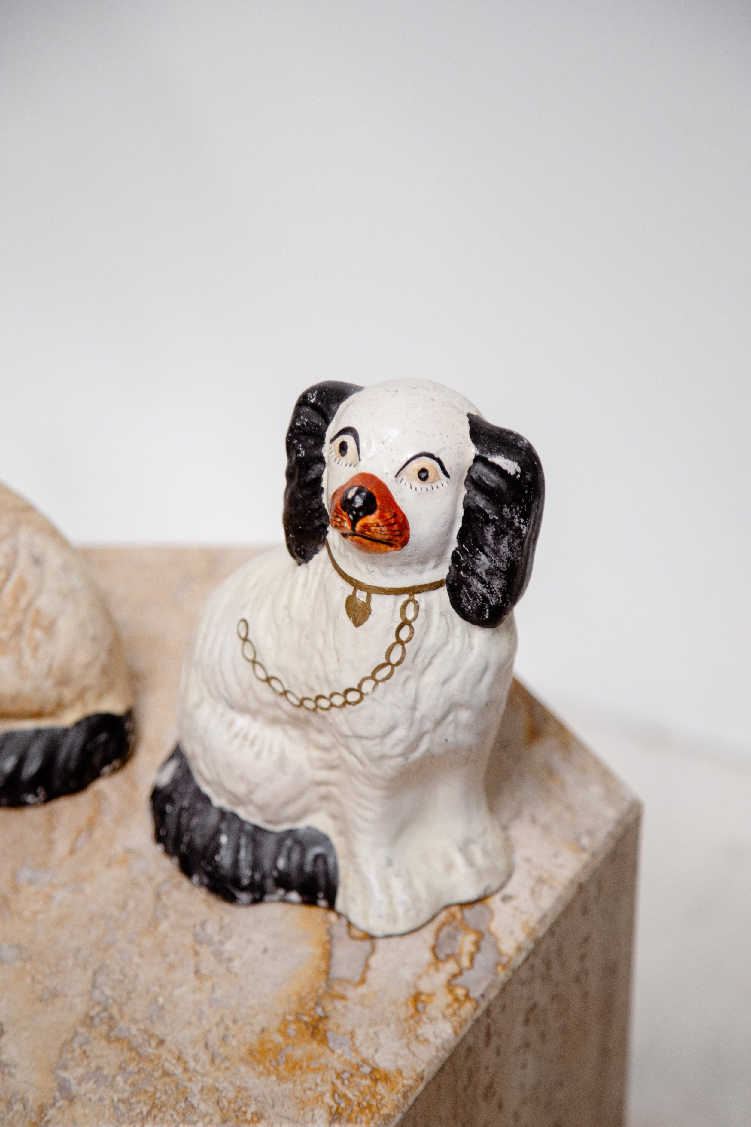 Victorian Pair of Staffordshire Dog Figurines showcasing exceptional craftsmanship and hand-painted detail. hommes + gardens estudio.