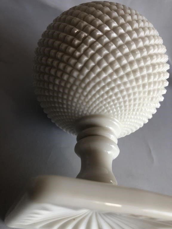 Antique Westmoreland hobnail milk glass ivy ball vase with classic English craftsmanship and soft milky hue — Hommes and Gardens, Objects, Vases + Vessels Collection, home decor, outdoor decorations, home design, luxury design, Landscape Architect, Interior Designer, Outdoor Living, Art, Furniture, Objects, Best Gifts, Nature, Backyard, Yard.