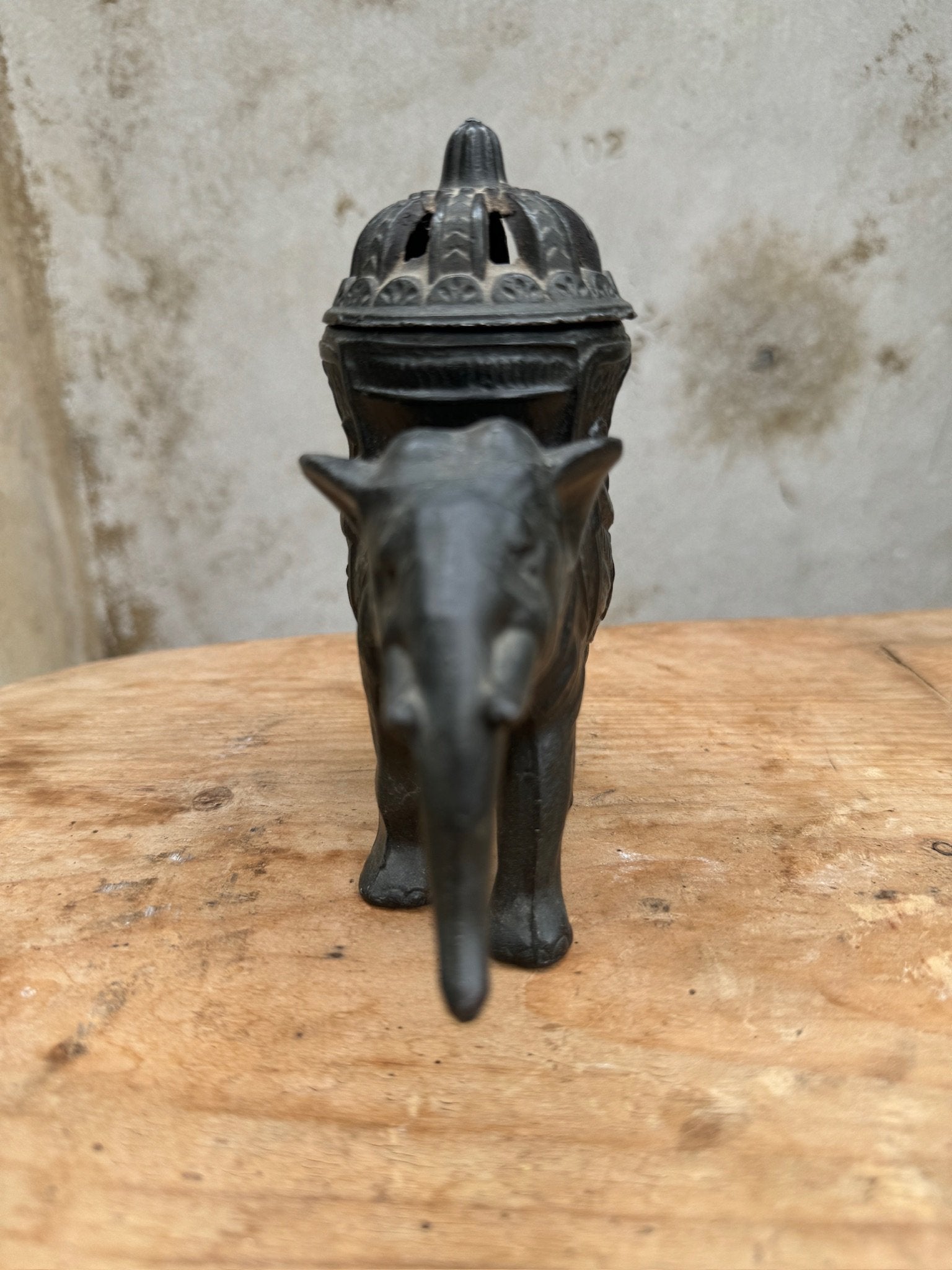 Artisan elephant censer representing good fortune and strength, beautifully carved as a functional incense holder — Hommes and Gardens, Smoke + Fire, Fauna Collection, home decor, outdoor decorations, home design, luxury design, Landscape Architect, Interior Designer, Outdoor Living, Art, Furniture, Objects, Best Gifts, Nature, Backyard, Yard.
