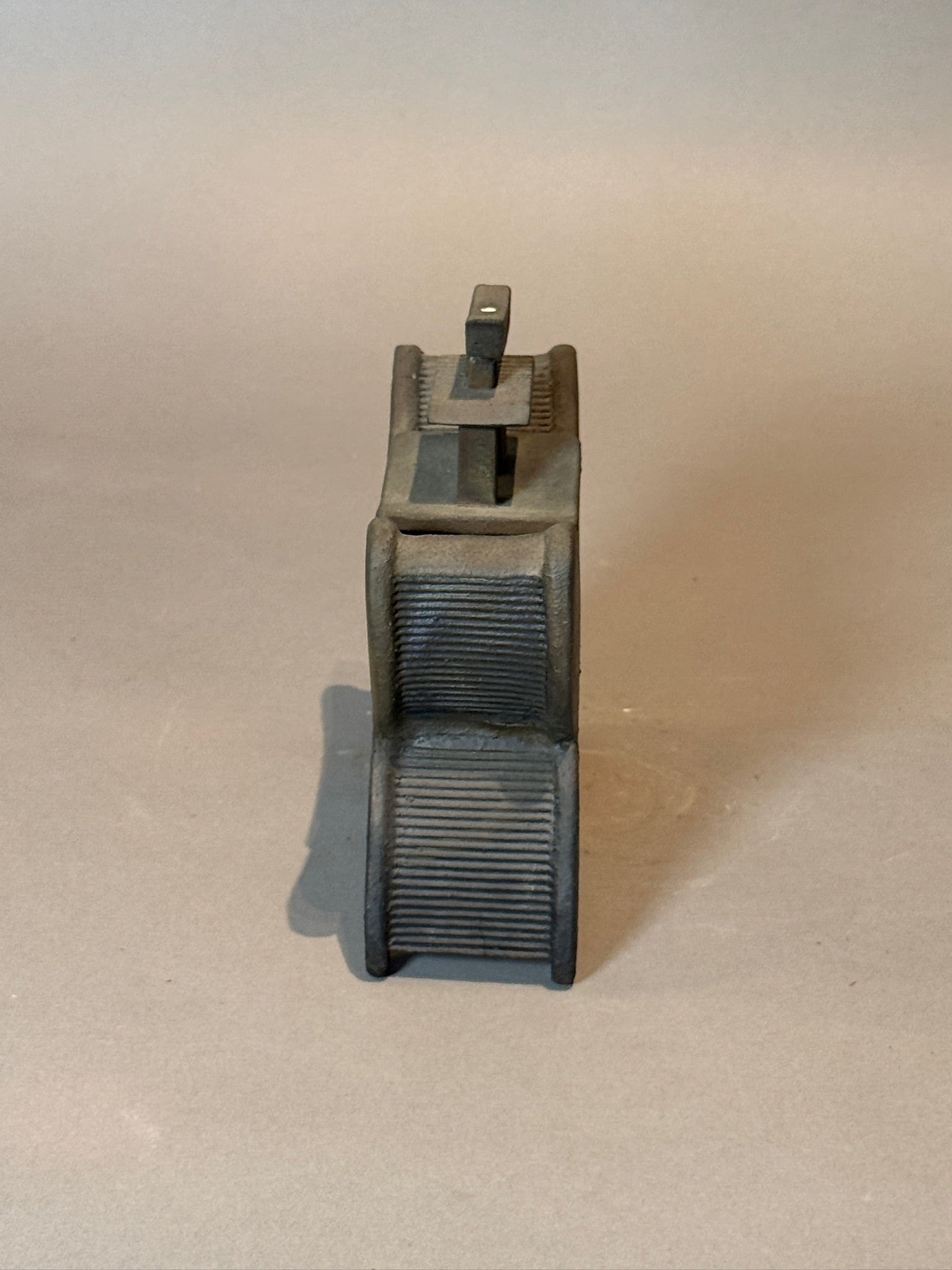 Unique Modern Asian-Inspired Ceramic Headrest Sculpture with Removable Top - elegant curved form and ridged detailing, hommes + gardens estudio.