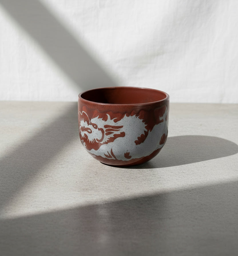 Asian style ceramic pot by Gay Schempp in rich maroon glaze with intricate gray Asian character motifs, a signed 20th-century decorative art pottery piece — Hommes and Gardens, Home Decor Collection, Outdoor Decorations, Landscape Architect, Interior Designer, Outdoor Living, Home Design, Luxury Design, Art, Furniture, Objects, Best Gifts, Nature, Backyard, Yard.