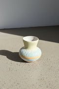 Authentic signed Navajo pottery vase handcrafted by a skilled artisan, featuring traditional Native American artistry in yellow and blue tones — Hommes and Gardens, Pots + Vessels Collection, Landscape Architect, Interior Designer, Outdoor Living, Outdoor Decorations, Home Decor, Home Design, Luxury Design, Art, Furniture, Objects, Best Gifts, Nature, Backyard, Yard.