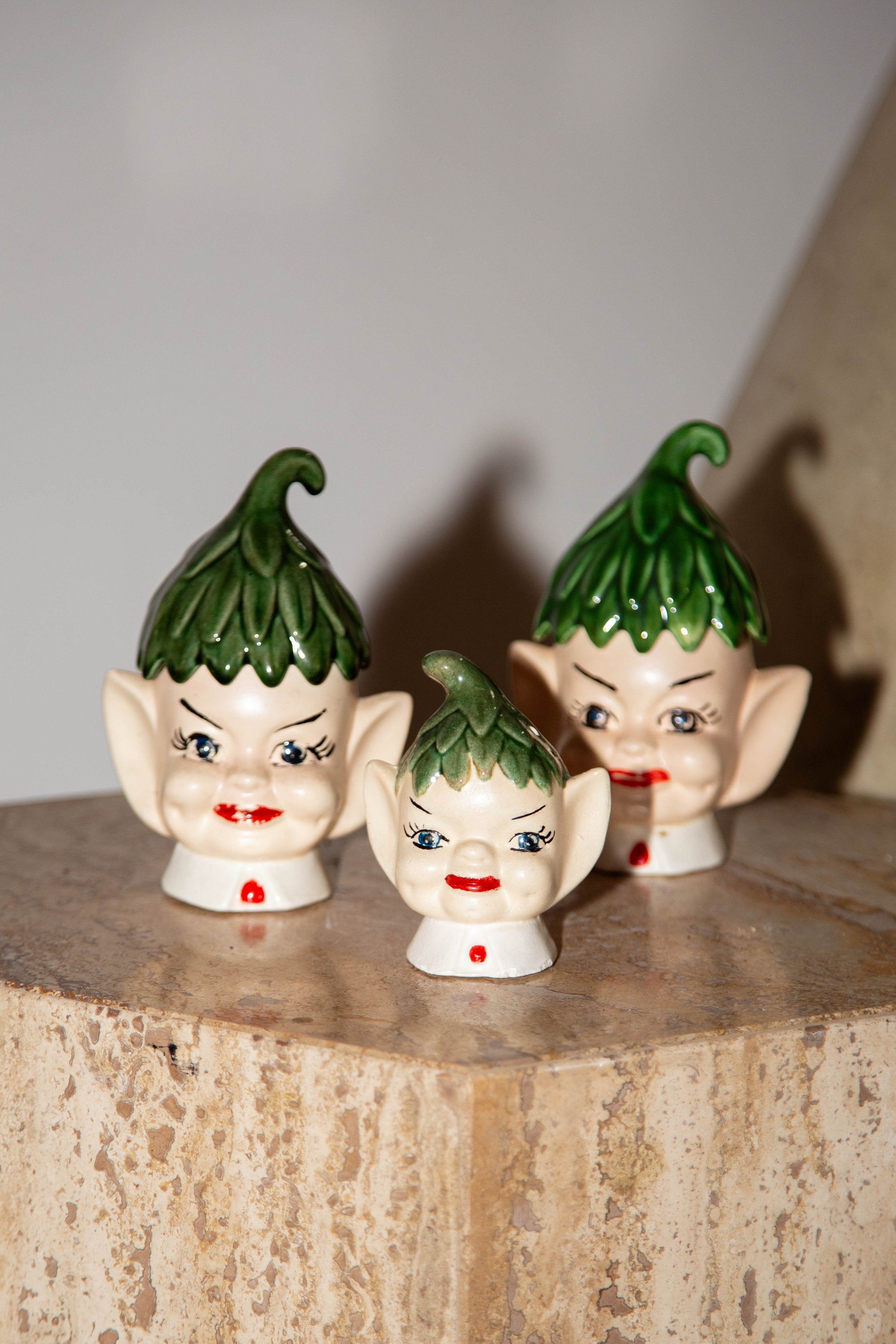 Set of 3 Vintage PIXIE Elf Tableware Handpainted, Signed C.B.