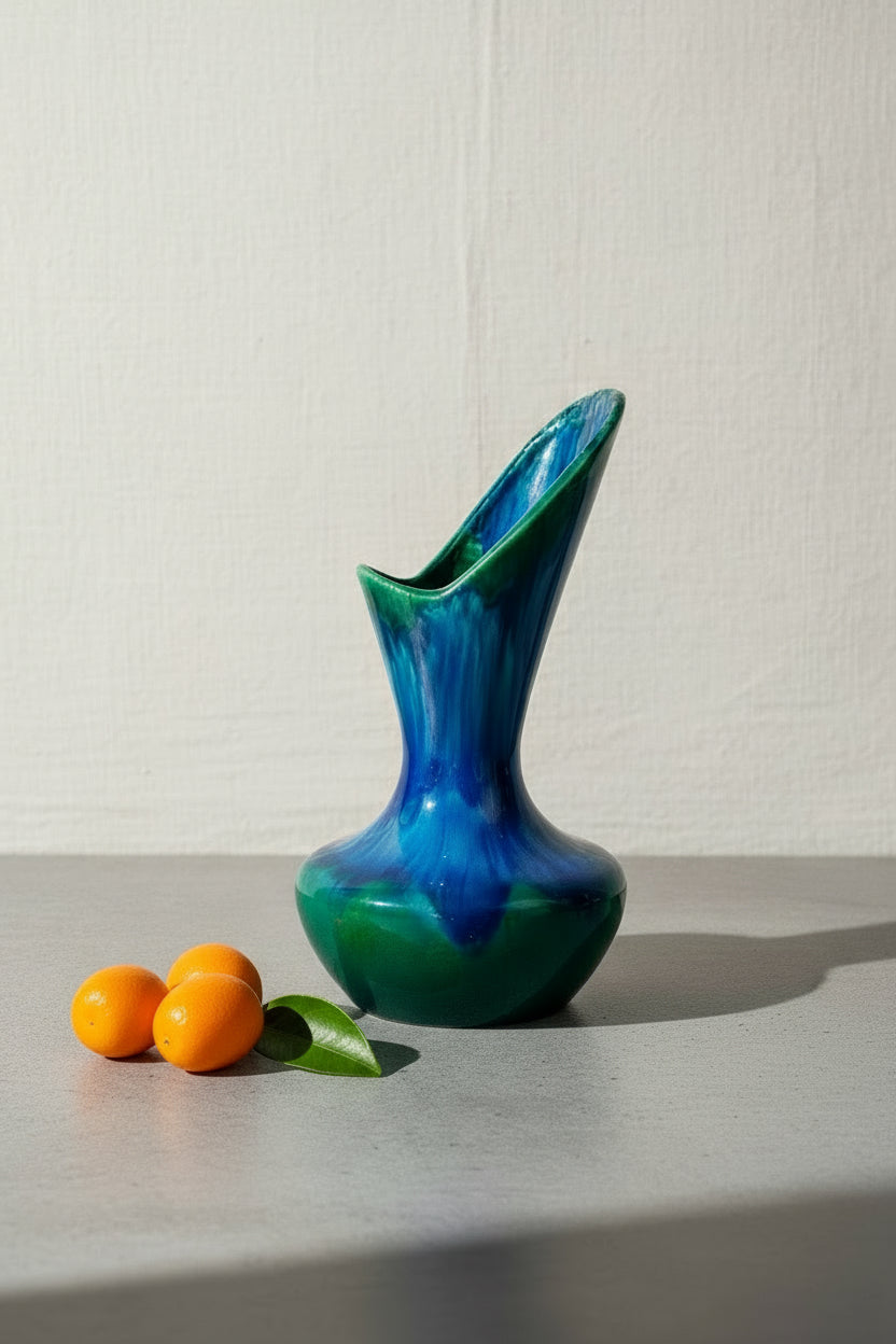 Blue and green vintage pottery art vase featuring blended glazes and handcrafted texture, a mid-century inspired decorative piece adding colour and character to any space — Hommes and Gardens, Objects & Pots + Vessels Collection, Home Decor, Outdoor Decorations, Landscape Architect, Interior Designer, Outdoor Living, Home Design, Luxury Design, Art, Furniture, Objects, Best Gifts, Nature, Backyard, Yard.