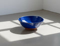 signed blue ceramic bowl vintage pottery decor
