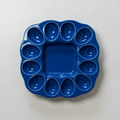 Vintage blue ceramic deviled egg plate, handcrafted serving dish with classic design and elegant tableware charm — Hommes and Gardens, Decorative Collection, Landscape Architect, Interior Designer, Outdoor Living, Outdoor Decorations, Home Decor, Home Design, Luxury Design, Art, Furniture, Objects, Best Gifts, Nature, Backyard, Yard.