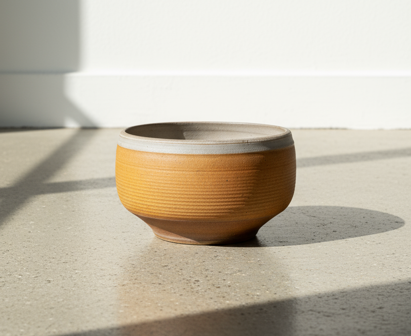 Bob Kinzie mid-century ribbed stoneware pot, handcrafted ceramic planter with earthy brown tones and timeless artistry — Hommes and Gardens, Pots & Vessels Collection, Home Decor, Outdoor Decorations, Landscape Architect, Interior Designer, Outdoor Living, Home Design, Luxury Design, Art, Furniture, Objects, Best Gifts, Nature, Backyard, Yard.