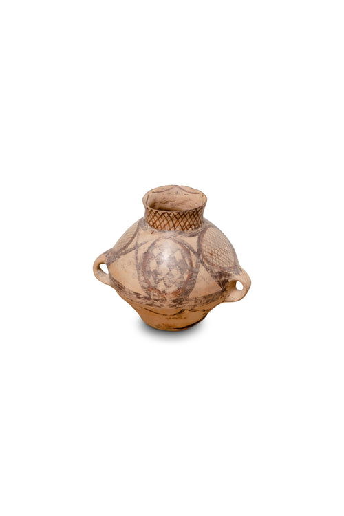 Chinese Majiayao Culture Banshan phase Neolithic vessel with intricate black and red painted geometric patterns on terracotta — Hommes and Gardens, Objects, Vases + Vessels Collection, home decor, outdoor decorations, home design, luxury design, Landscape Architect, Interior Designer, Outdoor Living, Art, Furniture, Objects, Best Gifts, Nature, Backyard, Yard.