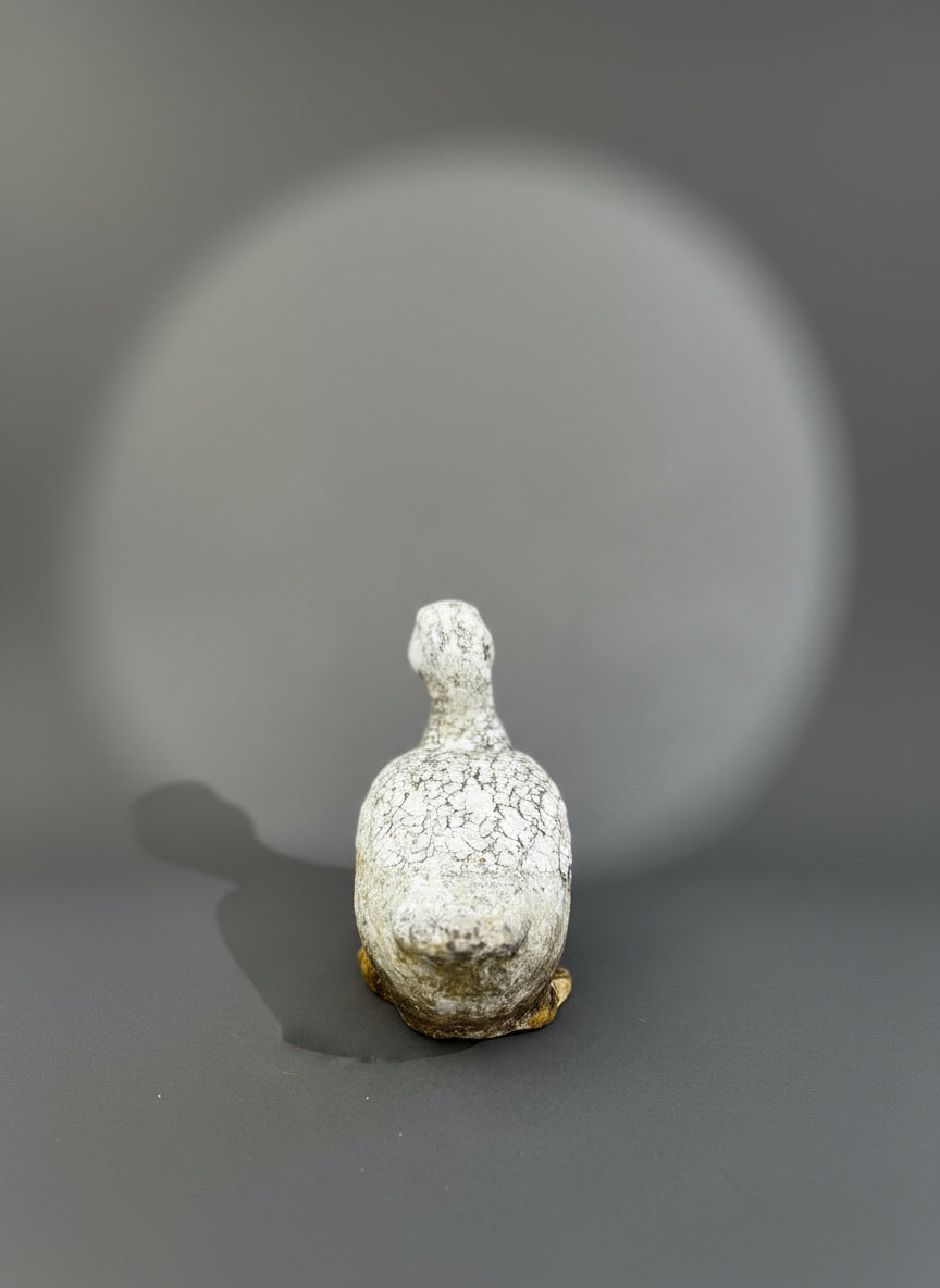 Weathered Vintage Concrete Duck Garden Sculpture – Rustic Folk Art Décor from hommes + gardens estudio.