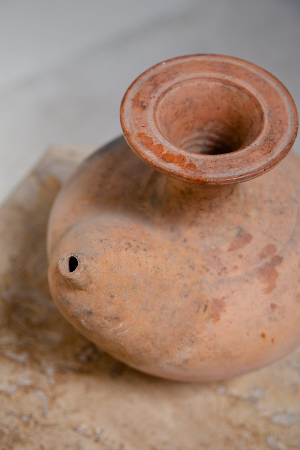 Early 20th-century Southeast Asian terracotta kendi water pitcher with side spout, a historic vessel of ritual and daily use — Hommes and Gardens, Objects, Vases + Vessels Collection, home decor, outdoor decorations, home design, luxury design, Landscape Architect, Interior Designer, Outdoor Living, Art, Furniture, Objects, Best Gifts, Nature, Backyard, Yard.