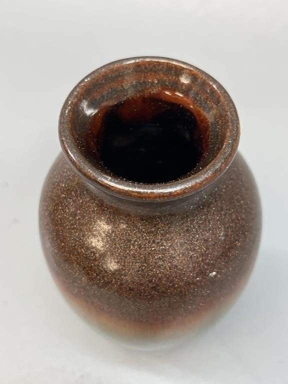 Sparkle Glazed Pottery Vase by Elegant Expressions in rich copper tones with a sparkling finish. hommes + gardens estudio.