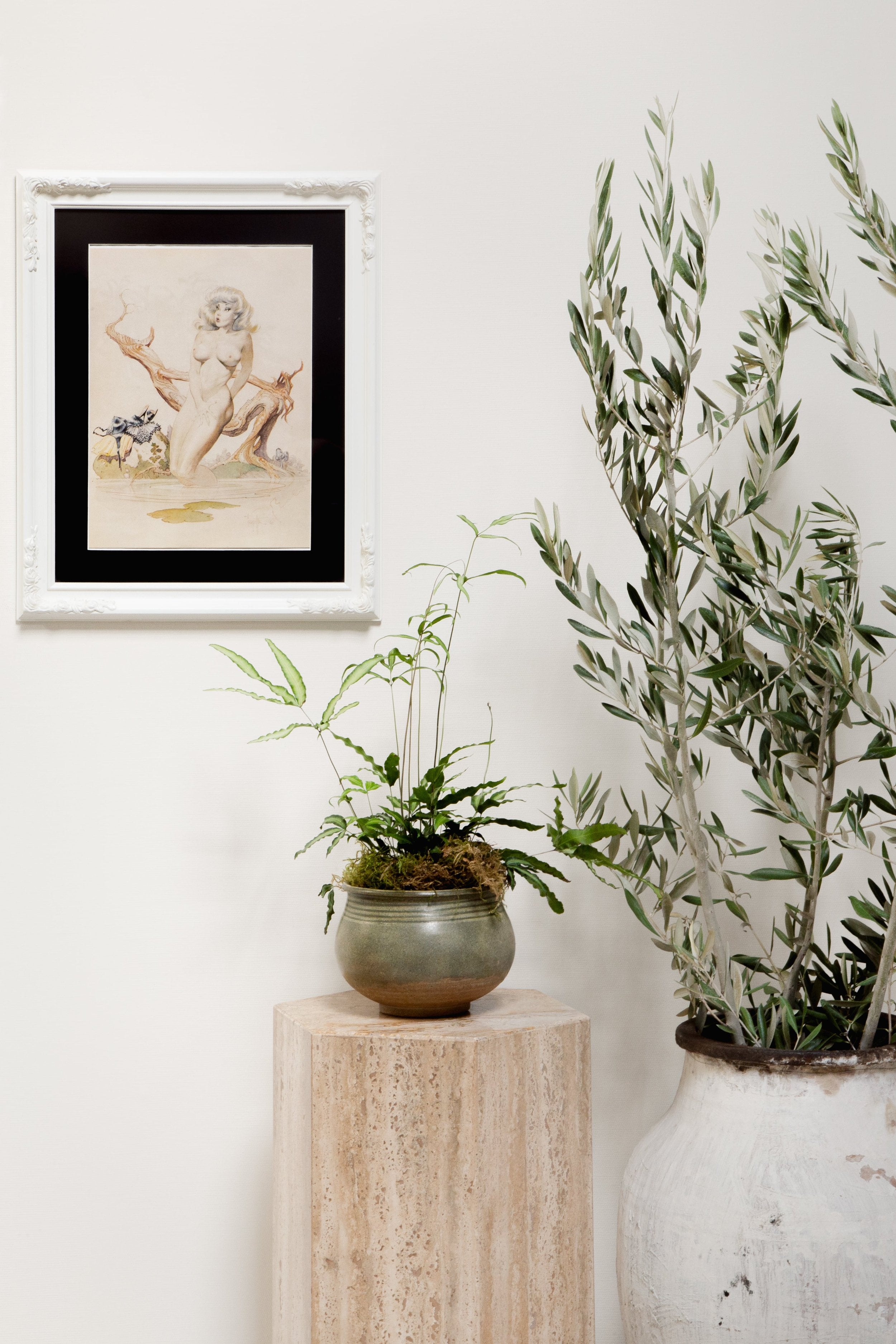 Frank Frazetta “Bathing Girl” vintage art print with delicate palette and masterful lighting, an iconic collectible lithograph — Hommes and Gardens, Wallscape Collection, home decor, outdoor decorations, home design, luxury design, Landscape Architect, Interior Designer, Outdoor Living, Art, Furniture, Objects, Best Gifts, Nature, Backyard, Yard.