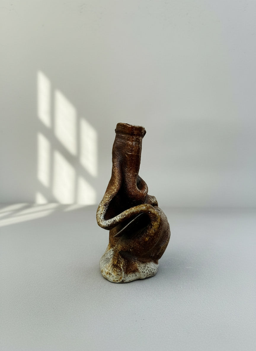 Freeform Organic Studio Pottery Vase – Abstract Modernist Sculptural Stoneware Art, showcasing unique hand-built design, hommes + gardens estudio.
