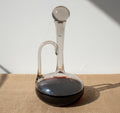 Mid-Century French Hand-Blown Smoke Glass Wine Decanter with Sculptural Handle - elegant design, smoky glass, refined shape, hommes + gardens estudio.