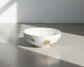 George Briard sunburst bowl white gold ceramic decor