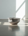 gray clay bowl signed handmade ceramic decor