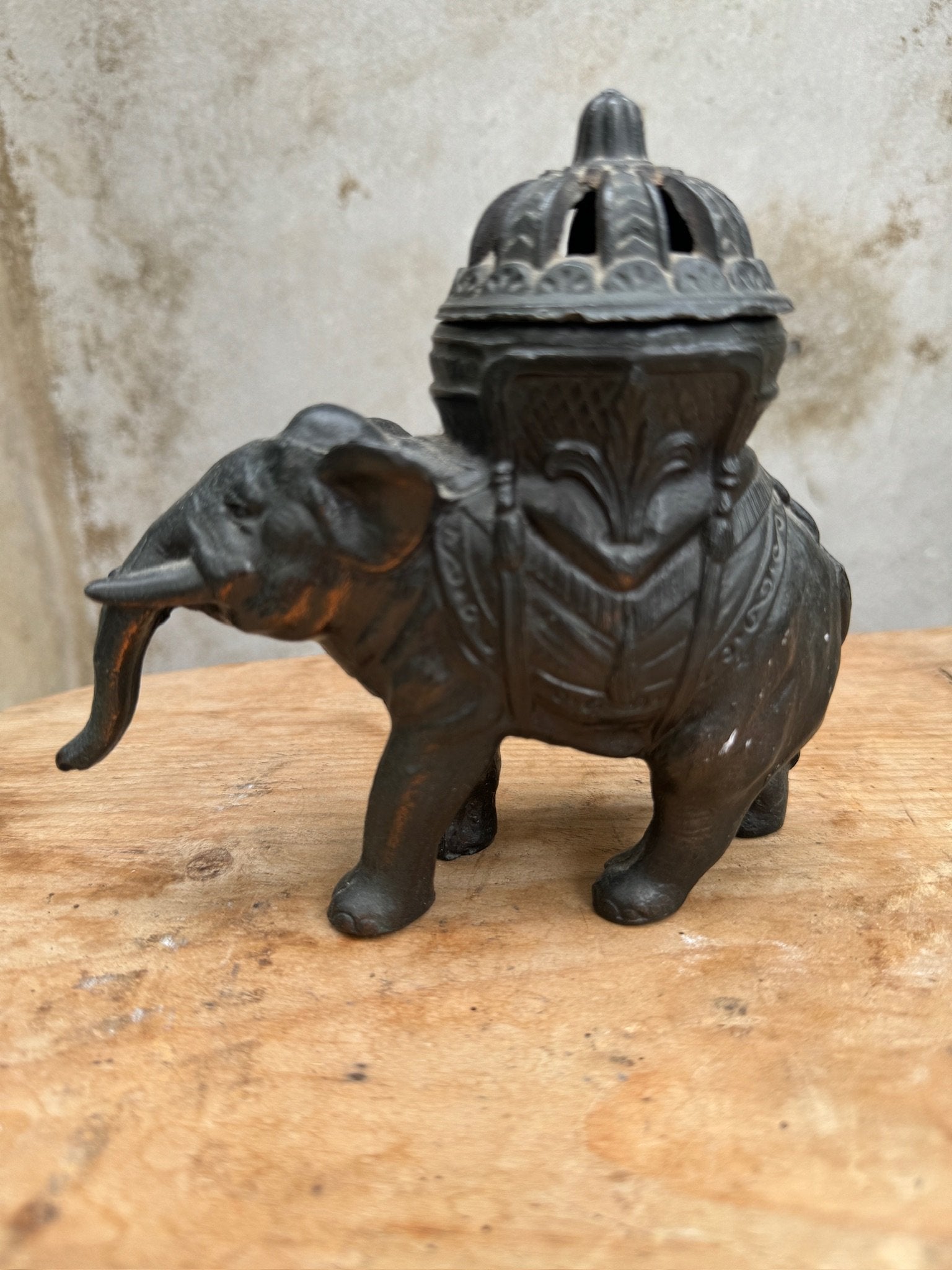 Handcarved Japanese-style elephant incense holder with intricate detailing and serene charm — Hommes and Gardens, Smoke + Fire, Fauna Collection, home decor, outdoor decorations, home design, luxury design, Landscape Architect, Interior Designer, Outdoor Living, Art, Furniture, Objects, Best Gifts, Nature, Backyard, Yard.