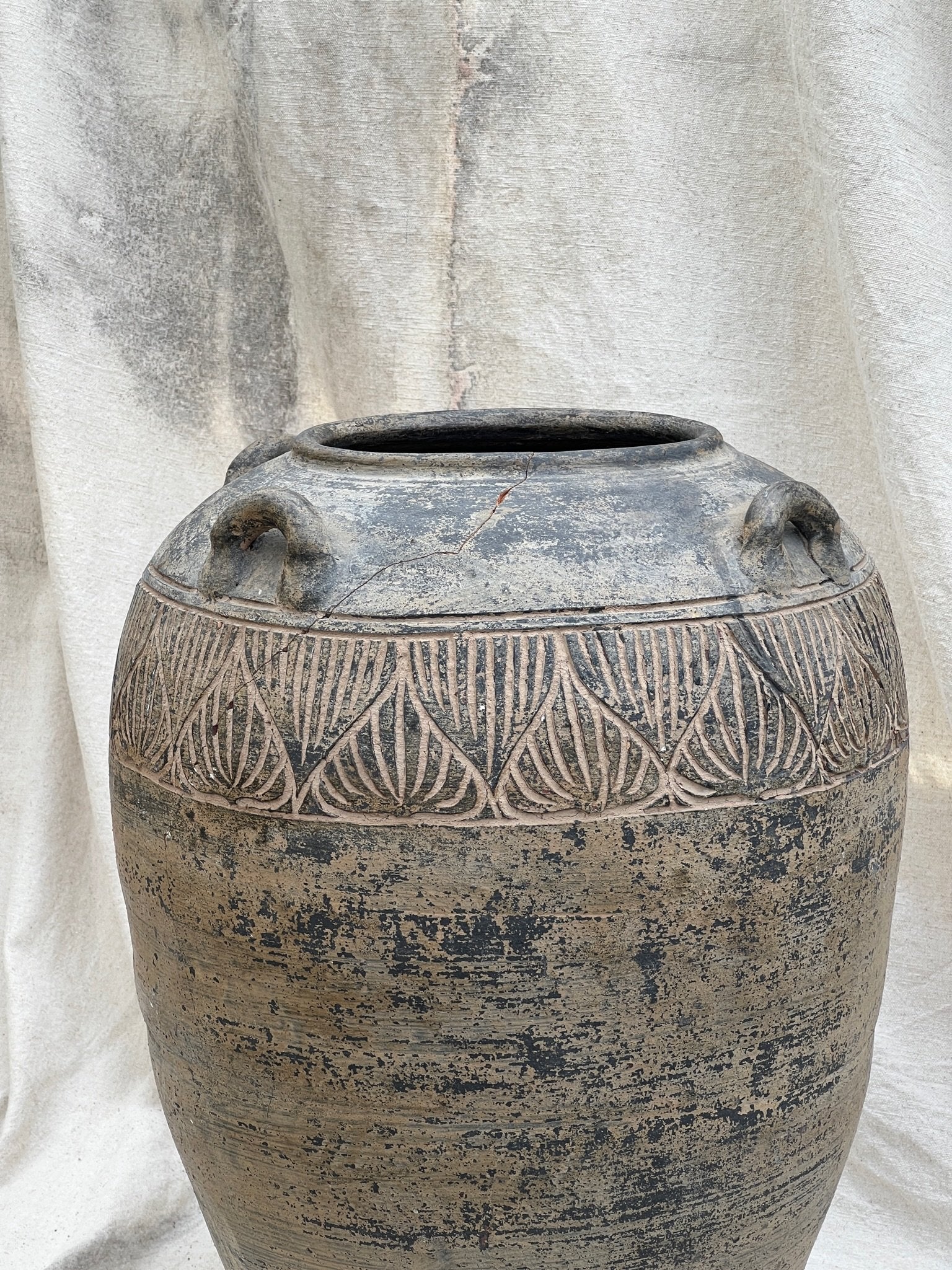 Handcrafted antique terracotta olive vessel with traditional form and weathered surface, reflecting old-world Mediterranean charm — Hommes and Gardens, Vases + Vessels Collection, home decor, outdoor decorations, home design, luxury design, Landscape Architect, Interior Designer, Outdoor Living, Art, Furniture, Objects, Best Gifts, Nature, Backyard, Yard.