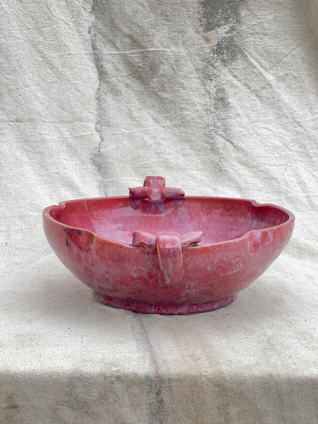 ceramic bowl with handles magenta tabletop decor