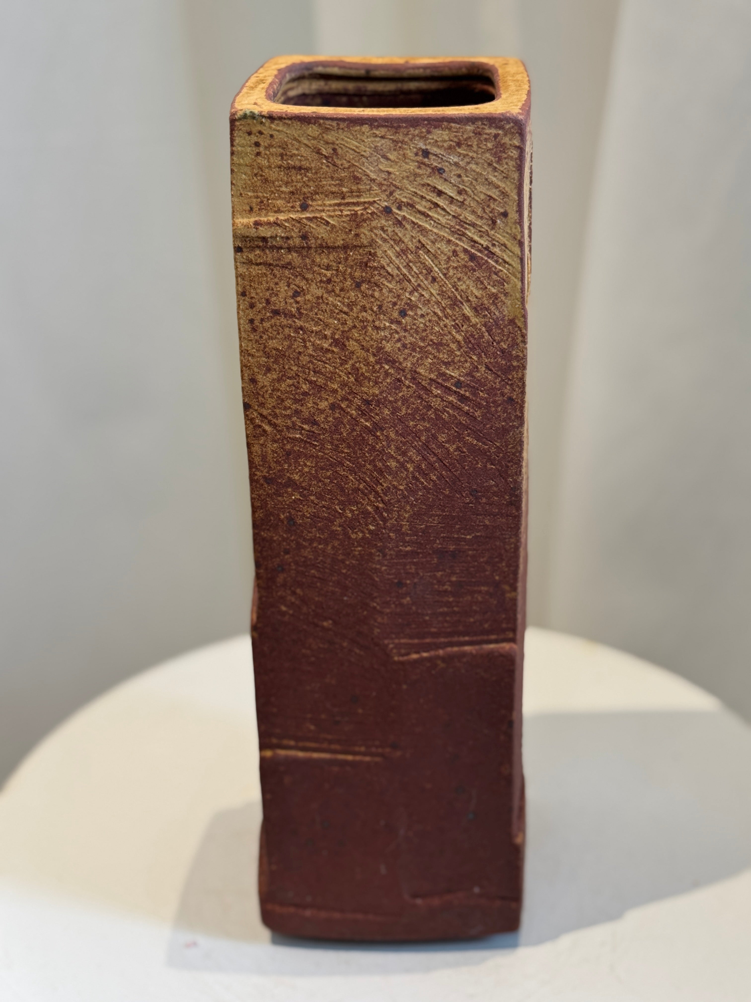 Handcrafted Patrick Horsley ceramic vase with earthy gradient glaze and textured architectural form, signed studio pottery blending modern and organic design — Hommes and Gardens, Vases + Vessels Collection, Landscape Architect, Interior Designer, Outdoor Living, Art, Furniture, Objects, Best Gifts, Nature, Backyard, Yard, Outdoor Decorations, Home Decor, Home Design, Luxury Design.