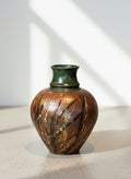 Signed Handcrafted Stoneware Vase with Rich Earthy Glaze featuring earthy tones and an organic design, hommes + gardens estudio.