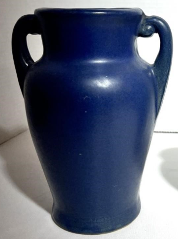 Vintage clay vase - Urn style, blue clay vase with elegant urn design and functional holders. hommes + gardens estudio.