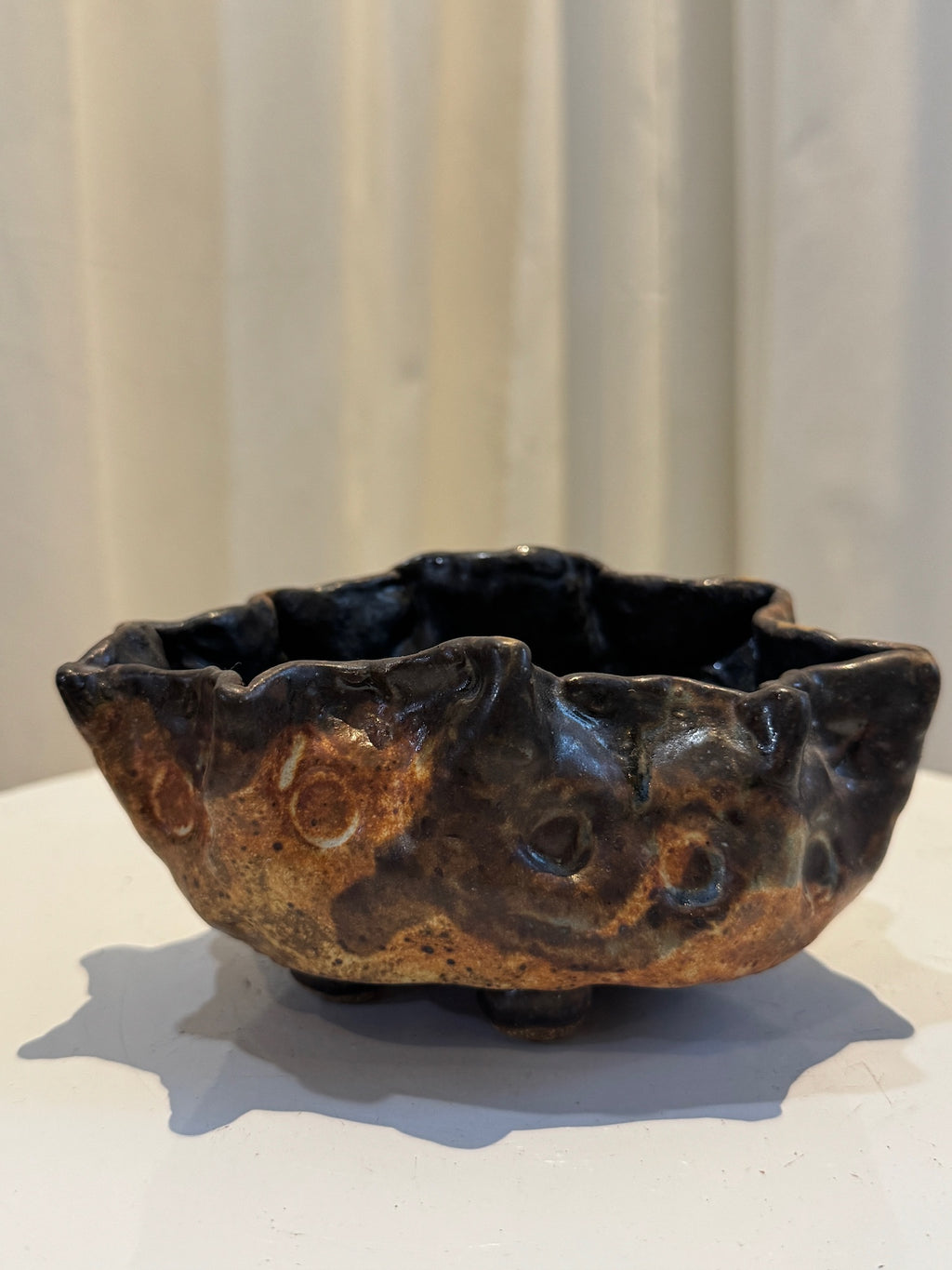 Handmade freeform studio pottery vase featuring organic wabi-sabi design, black and brown earthy glaze with amber tones, sculptural ceramic art piece — Hommes and Gardens, Vases + Vessels Collection, Landscape Architect, Interior Designer, Outdoor Living, Art, Furniture, Objects, Best Gifts, Nature, Backyard, Yard, Outdoor Decorations, Home Decor, Home Design, Luxury Design.