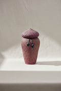 Handmade textured urn with purple and pink hues, adorned with intricate beaded accents, a vintage handcrafted ceramic pottery piece blending artistry and elegance — Hommes and Gardens, Pots & Vessels Collection, Home Decor, Outdoor Decorations, Landscape Architect, Interior Designer, Outdoor Living, Home Design, Luxury Design, Art, Furniture, Objects, Best Gifts, Nature, Backyard, Yard.