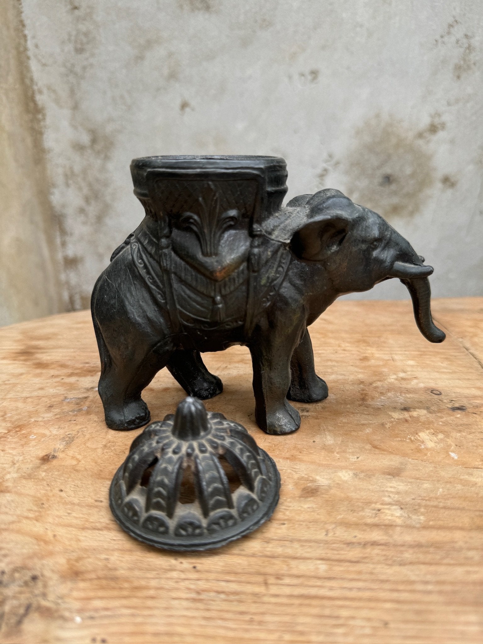 Handcrafted Japanese elephant incense burner with fine detailing and polished finish, bringing peace and prosperity — Hommes and Gardens, Smoke + Fire, Fauna Collection, home decor, outdoor decorations, home design, luxury design, Landscape Architect, Interior Designer, Outdoor Living, Art, Furniture, Objects, Best Gifts, Nature, Backyard, Yard.