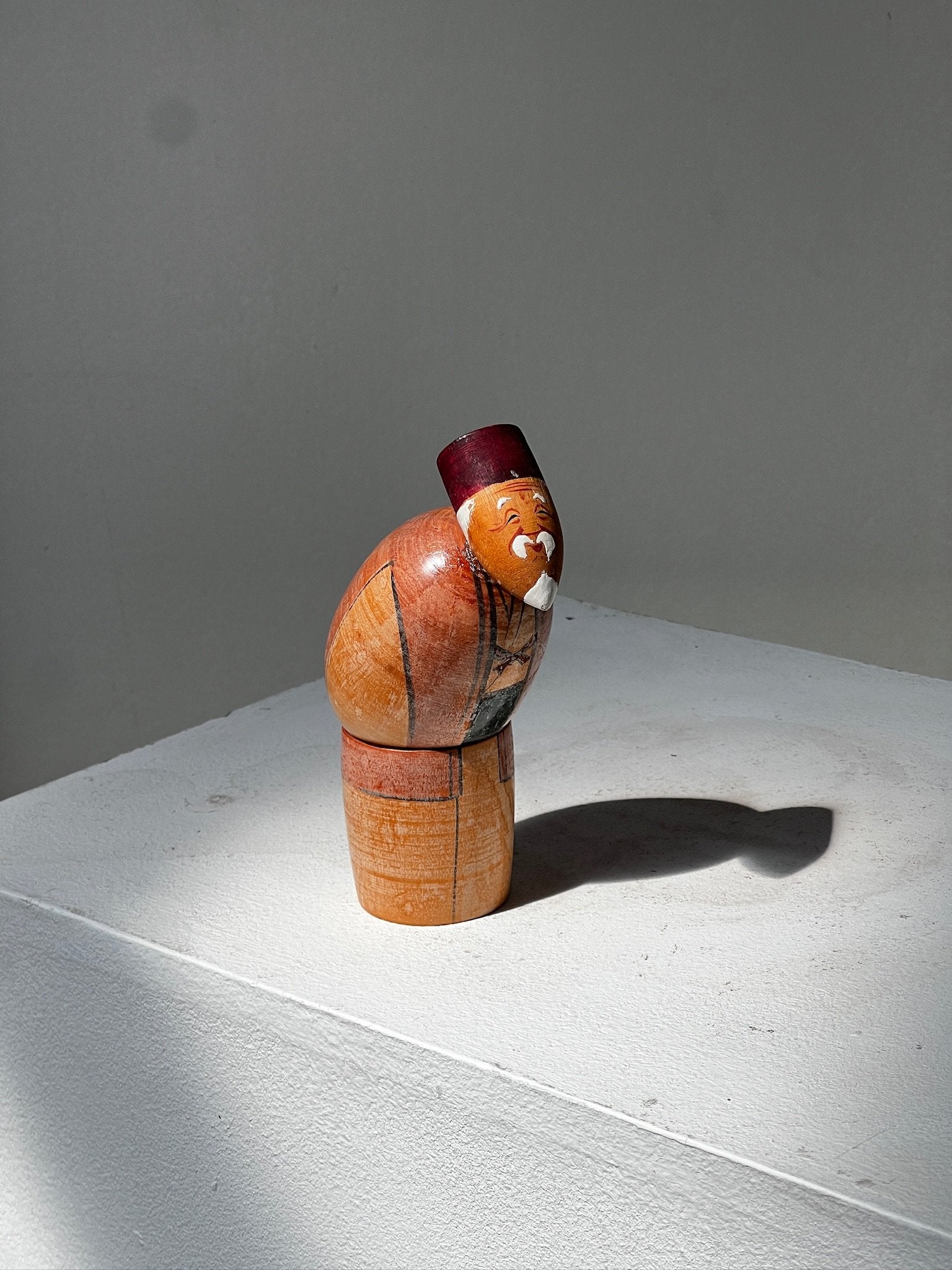 Vintage Takasago Kokeshi Japanese "Jō" Wood figurine showcasing intricate hand-painted details. hommes + gardens estudio.
