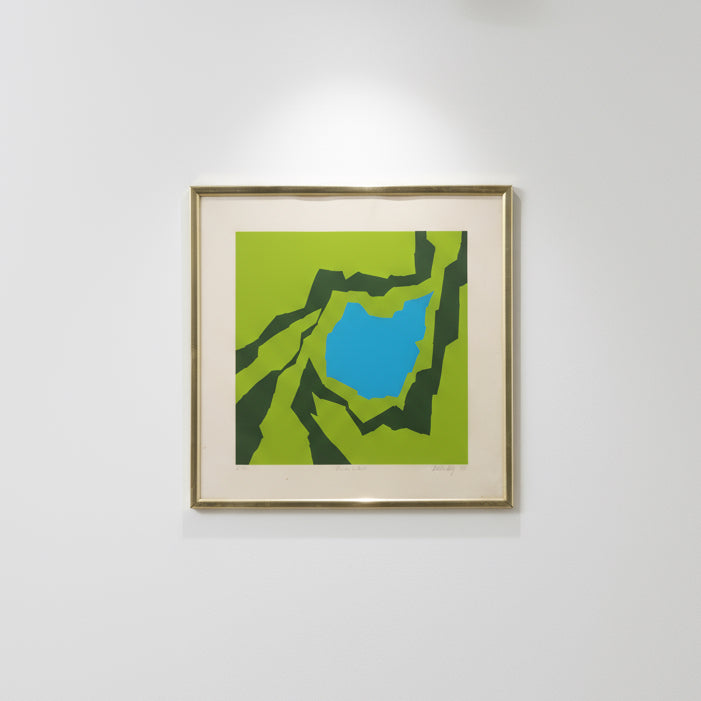 Limited edition silkscreen “Thomas’s Esteem” by Thomas Lahy, signed and numbered 31/100 from 1970, framed and matted artwork — Hommes and Gardens, Objects Collection, Postwar Art, Contemporary Prints, Wall Art, Interior Design, Collectible Decor.