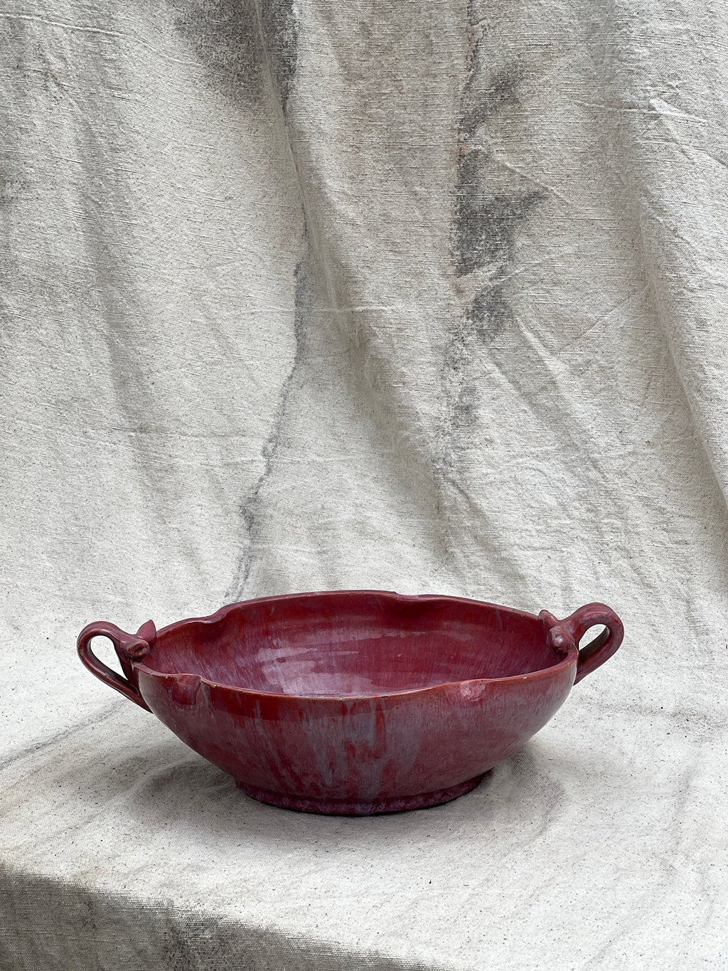 magenta pottery bowl handmade serving and display