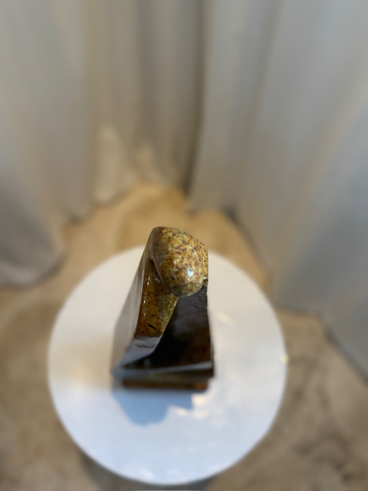 Mid-Century Modern soapstone sculpture titled “Lyra,” artist-signed collectible with natural veining and graceful carved silhouette — Hommes and Gardens, Objects Collection, Landscape Architect, Interior Designer, Outdoor Living, Art, Furniture, Objects, Best Gifts, Nature, Backyard, Yard, Outdoor Decorations, Home Decor, Home Design, Luxury Design.