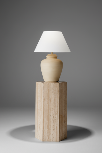 Mid-century vintage plaster lamp with elegant textured surface and neutral color, a timeless table light for refined and versatile home decor — Hommes and Gardens, Lighting Collection, Table Lamps, Decorative Objects, Vintage Lighting, Mid Century Design, Plaster Lamp, Classic Home Accent, Modern Minimal Decor.