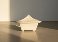 mid century white ceramic trinket box vintage jewelry storage
