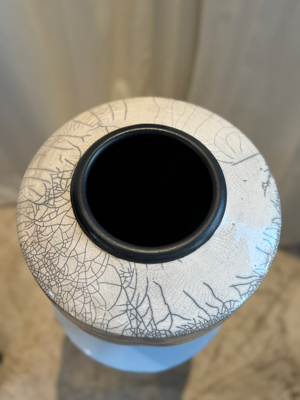 Modern Raku pottery large vase with crackle finish, handcrafted and signed by the artist, striking blend of creativity and craftsmanship — Hommes and Gardens, Vases + Vessels Collection, Landscape Architect, Interior Designer, Outdoor Living, Art, Furniture, Objects, Best Gifts, Nature, Backyard, Yard, Outdoor Decorations, Home Decor, Home Design, Luxury Design.