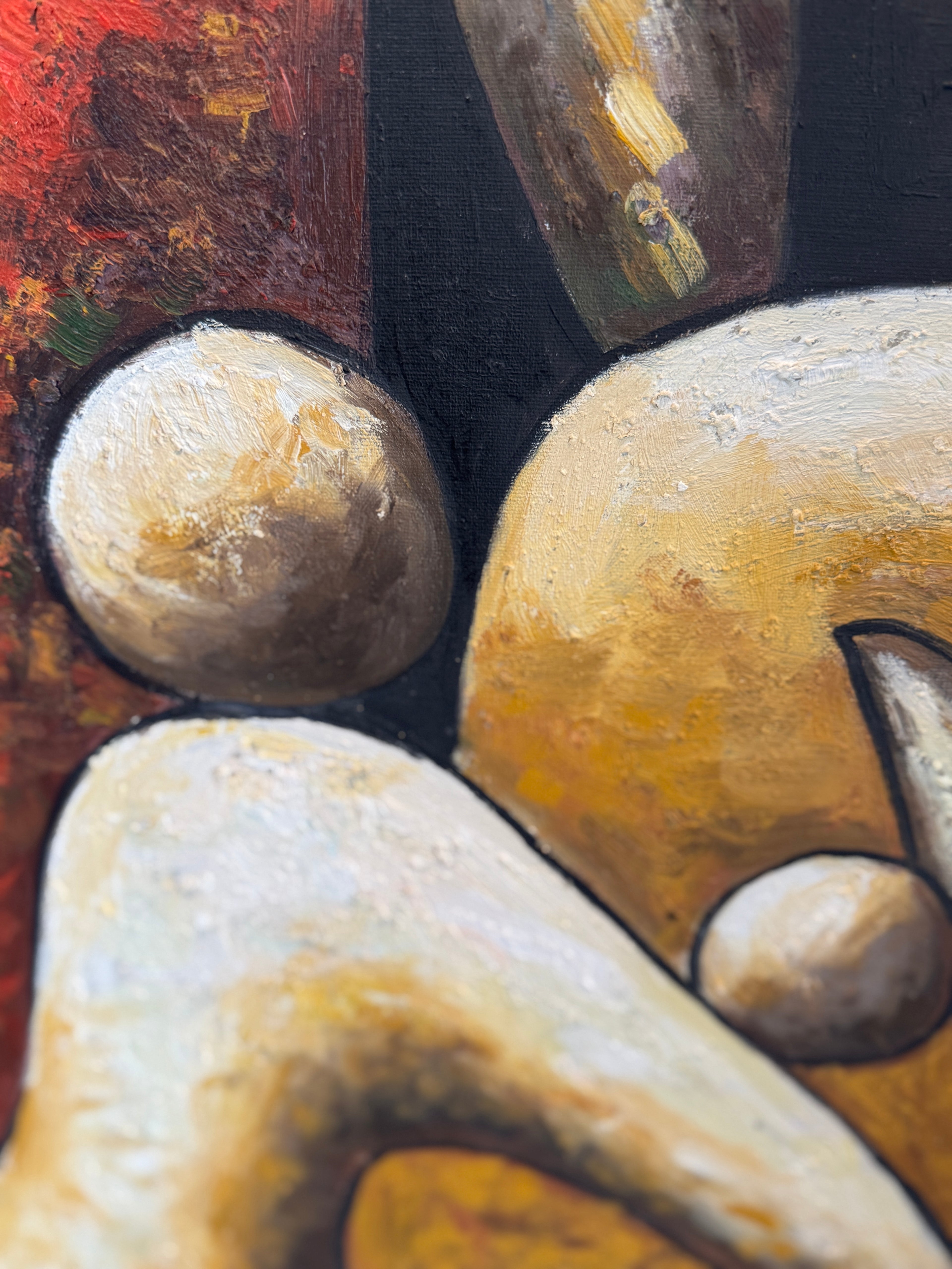 Modernist oil on canvas Cubist portrait paying homage to Picasso, signed and framed statement piece for gallery-style decor — Hommes and Gardens, Wallscape Collection, Landscape Architect, Interior Designer, Outdoor Living, Art, Furniture, Objects, Best Gifts, Nature, Backyard, Yard, Outdoor Decorations, Home Decor, Home Design, Luxury Design.